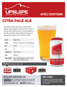 Upslope Brewing Announces a New Year-round Offering, Citra Pale Ale